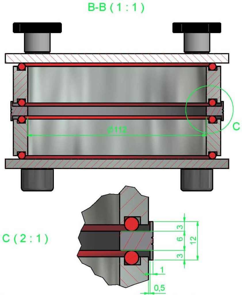 Sandwich arrangement with cross section